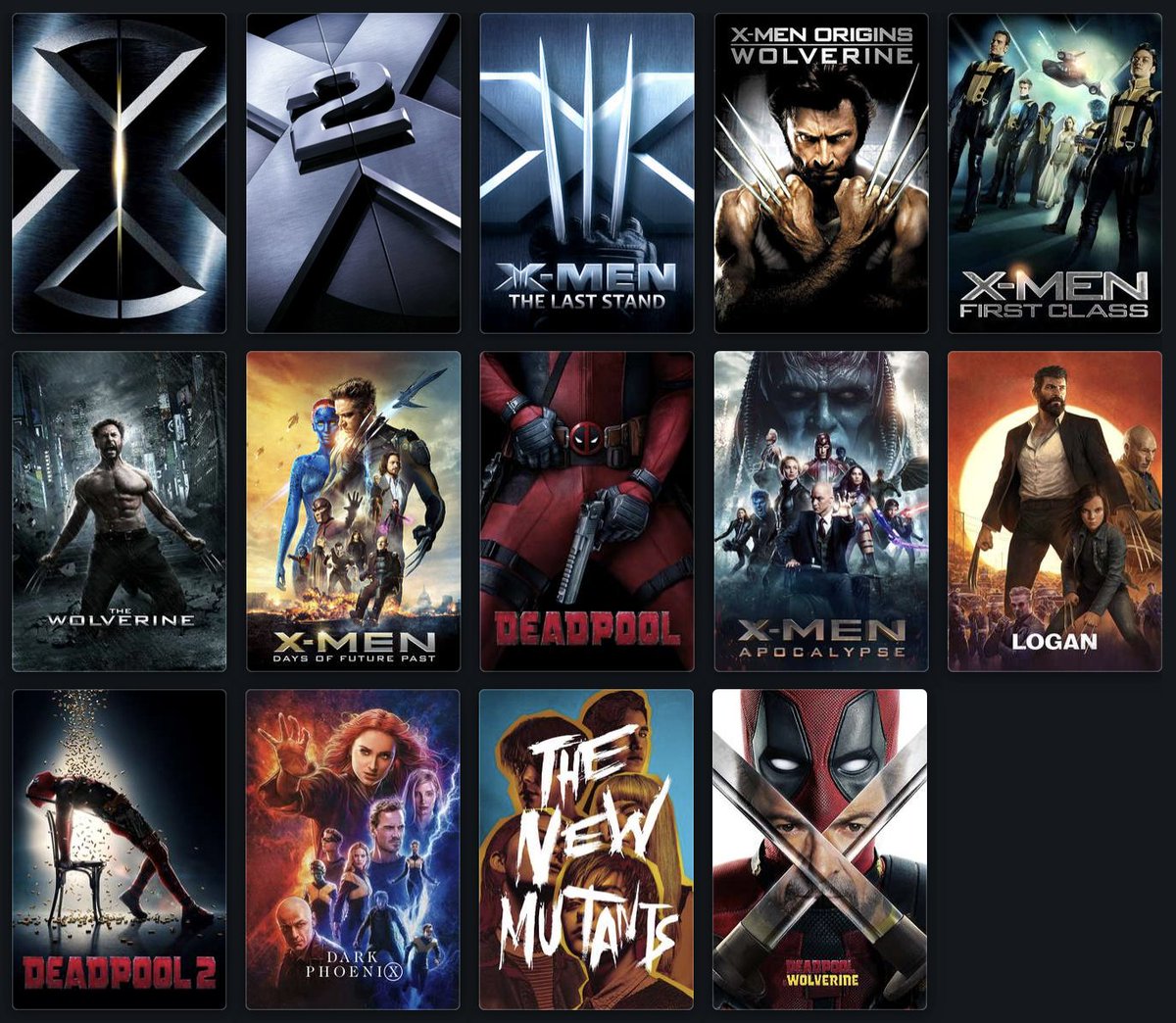 letterboxd's tweet image. Post your #XMen rankings 🦸 #DeadpoolAndWolverine