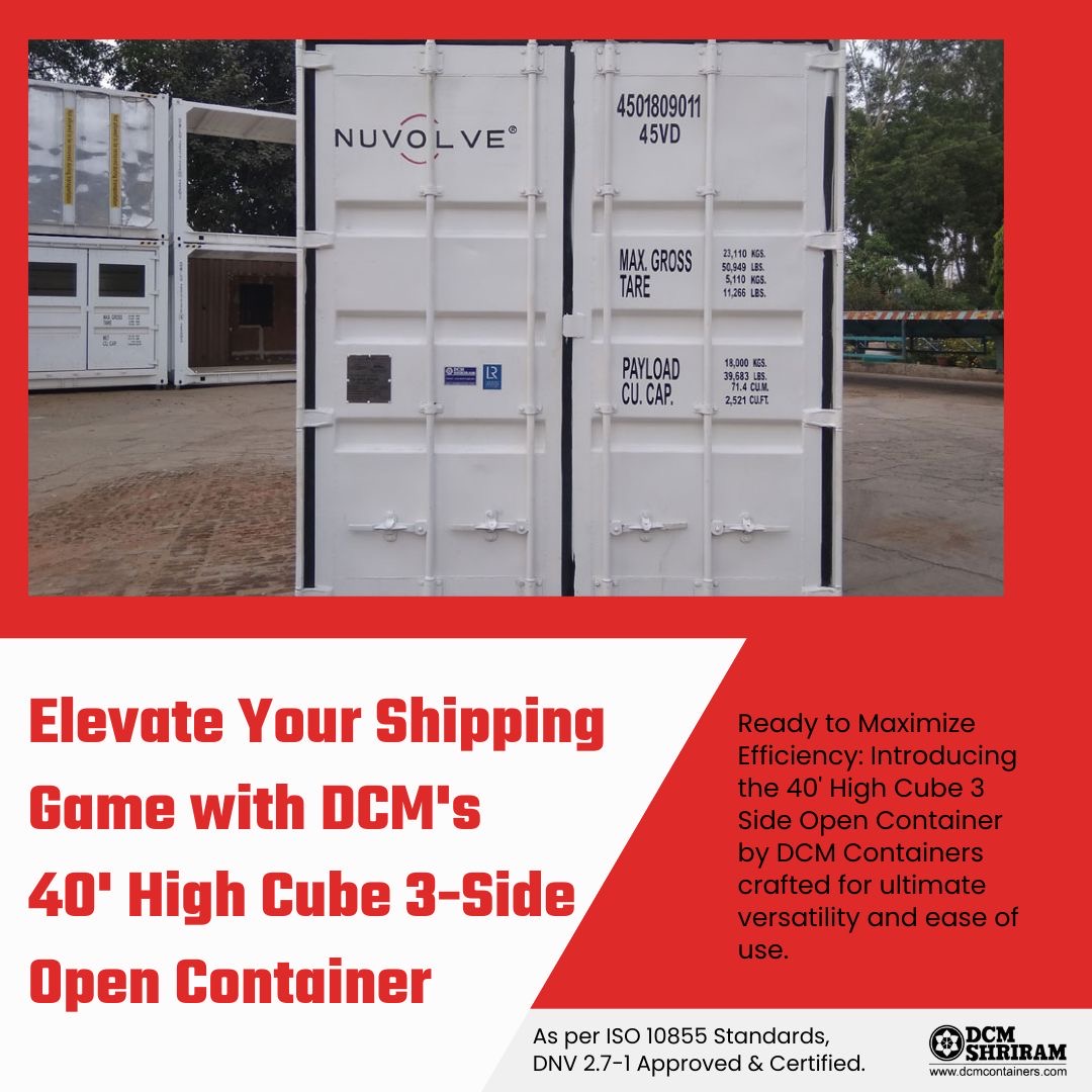 DcmContainers's tweet image. Revolutionize Your Shipping with DCM’s 40’ High Cube 3-Side Open Container

Contact DCM Containers today to learn more about the 40’ High Cube 3-Side Open Container!
 #ContactUs #ShippingSolutions #40ftContainer #opensidecontainer