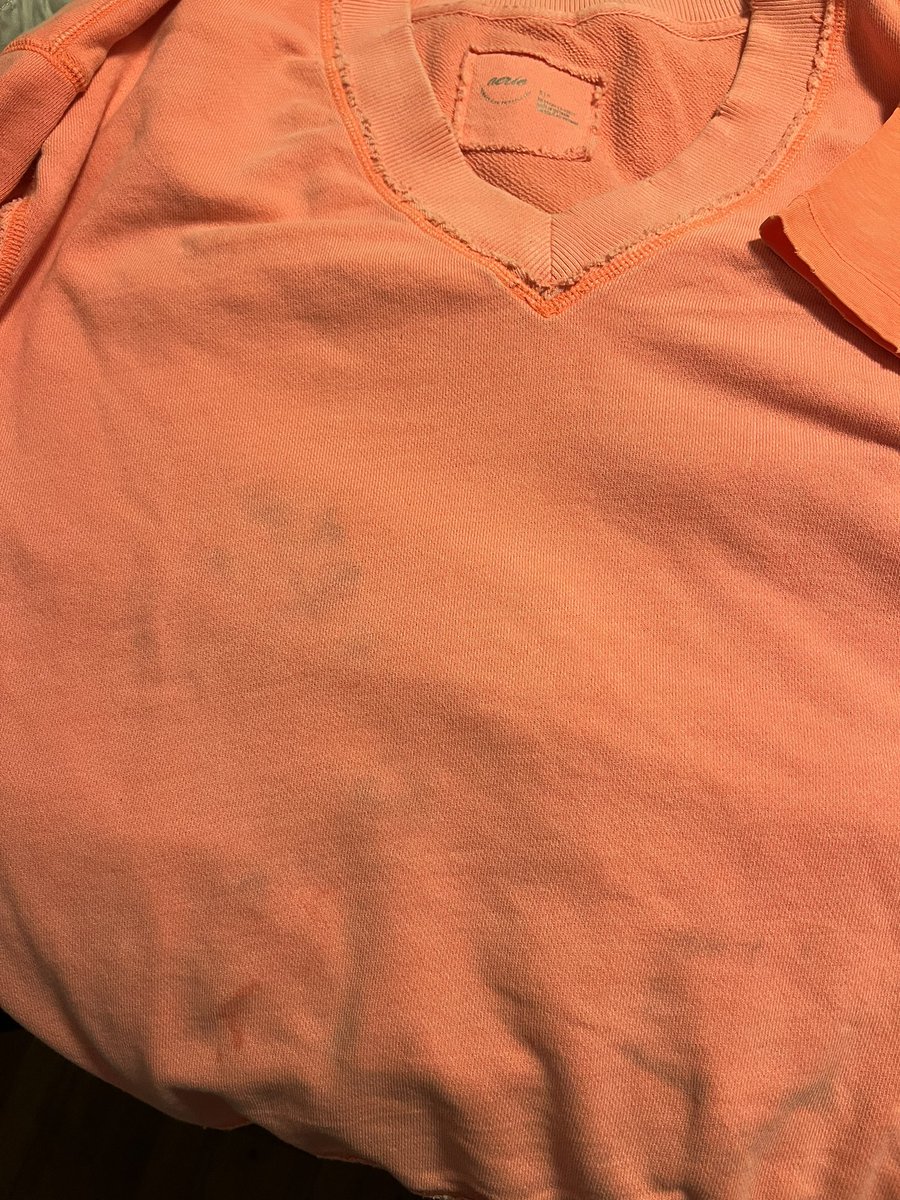 emilykoelling's tweet photo. @Aerie hello. Both my neon shirt and sweatshirt has blue stains after washing and drying. They were washed at different times and did not have anything blue in the wash. I would love some help replacing or troubleshooting! Thank you! https://t.co/Xp7qaeeMeg