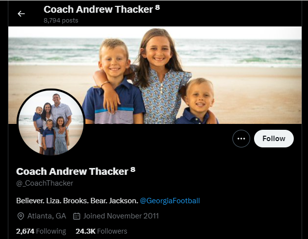 Appears former Georgia Tech DC Andrew Thacker now works for UGA.