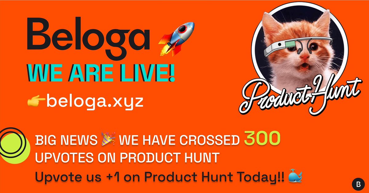 beloga_xyz's tweet photo. Hello Everyone, ๐ณ
.
We are thrilled to announce that we have achieved 300 Upvotes successfully on Product Hunt ๐โจ
.
.
If you like @beloga_inc and are interested in our product make sure you Upvote us on Product Hunt โจ๐ and support Belogaโจ
.
.
#Beloga #KnowleIsPower #technology #achivement #adaptive #personalized #launchday #win