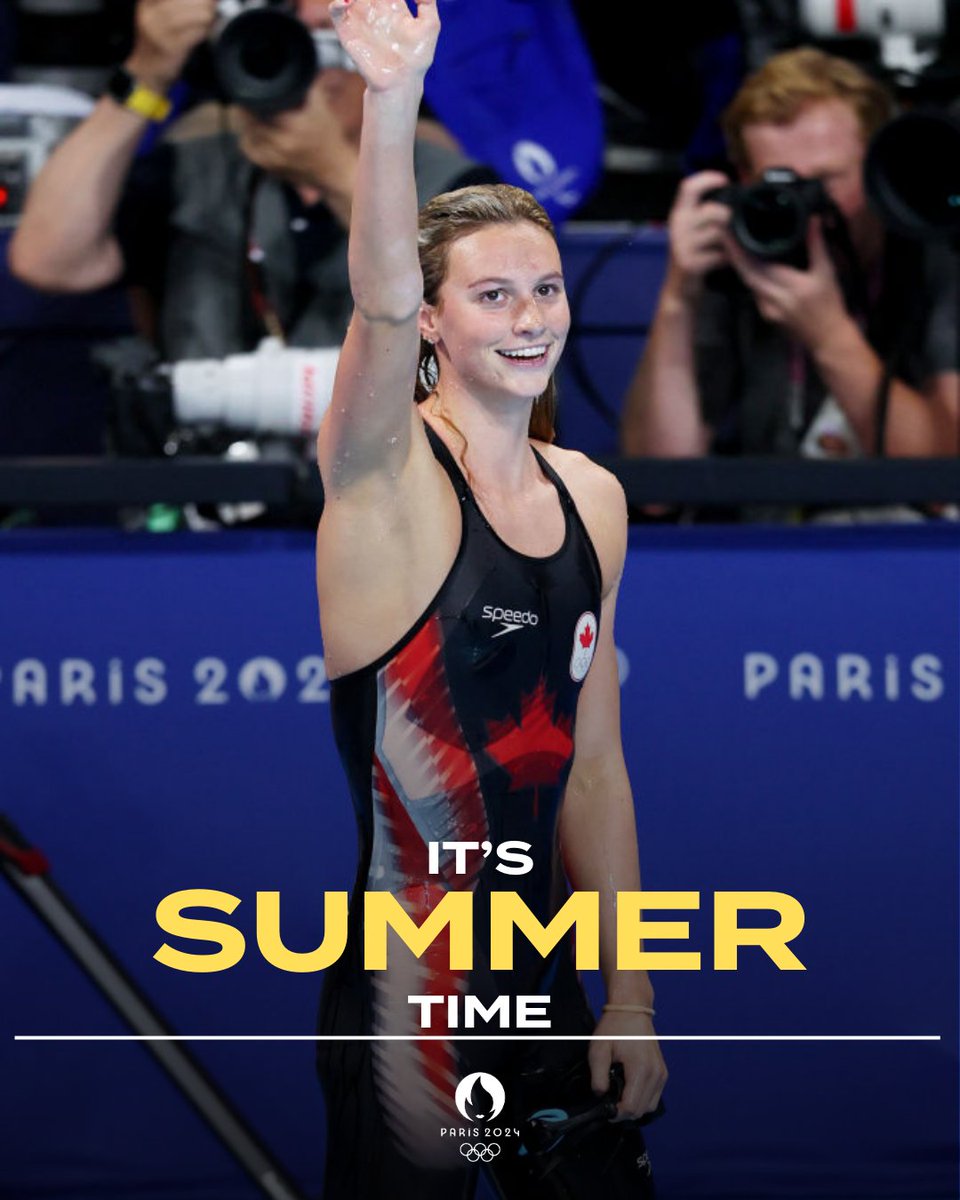 🏅 Summer McIntosh Olympic Champion in the 400m IM with a stunning time of 4:27.71! 🇨🇦 #Paris2024 #Swimming