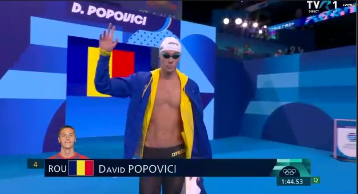 Il y a eu Hagi, Comăneci, Patzaichin au Panthéon du sport roumain, il y aura DAVID POPOVICI 🇷🇴

Comme à son habitude, on démarre gentiment et on foudroie sur le dernier 50. La victoire à la touche, une des plus belles courses de l'histoire (avis d'ex-nageur).

TAKE A F*CKIN' BOW