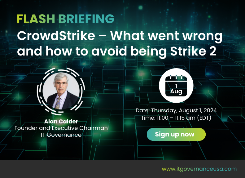 ITG_USA's tweet photo. Flash briefing: CrowdStrike – What went wrong and how to avoid being Strike 2

📅 Thursday, August 1, 2024
⏰ 11:00-11:15 am 

Sign up now 👇
https://t.co/a9VHBd7hul
https://t.co/zwAfE6svO1

#Webinar #FlashBriefing #Crowdstrike https://t.co/5HWiTWGnto