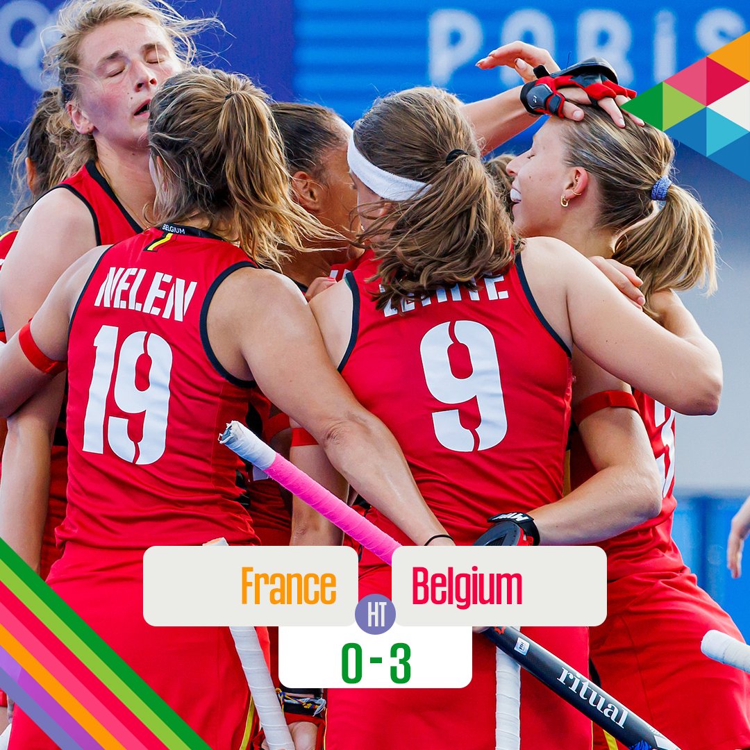 FIH_Hockey's tweet photo. 𝐇𝐚𝐥𝐟 𝐓𝐢𝐦𝐞: 𝐅𝐫𝐚𝐧𝐜𝐞 𝟎 - 𝟑 𝐁𝐞𝐥𝐠𝐢𝐮𝐦

Belgium dominate the first half against hosts France to take a comfortable lead.

Where to watch in your country: https://t.co/zVUM7TqFrf

#hockey #paris2024 #olympics https://t.co/5q7XDVAkag