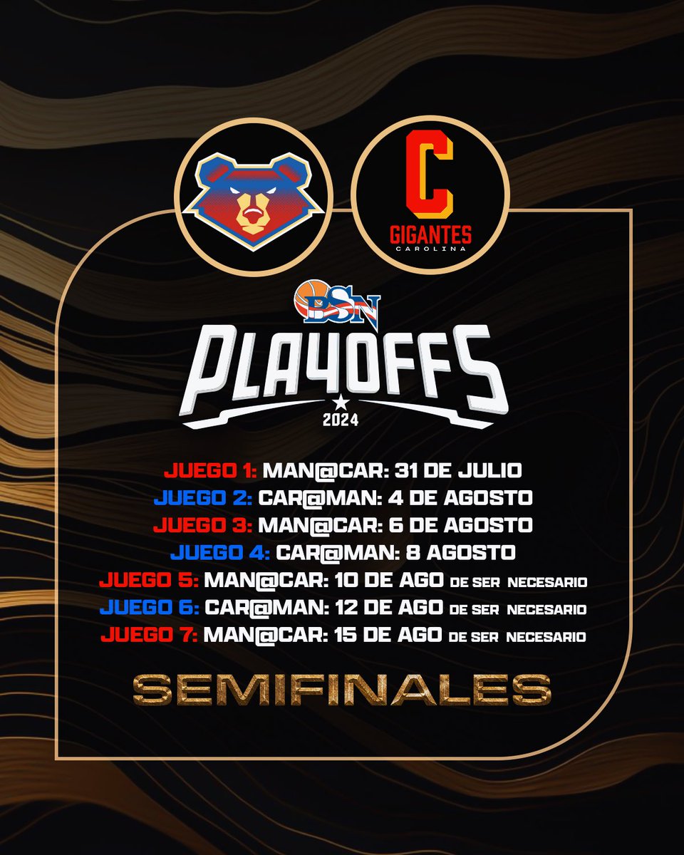 bsnpr's tweet photo. ➡️ Revisión a calendario de Semifinales entre Osos de Manatí y @BSNCarolina 📰 

#LaLigaMásDura https://t.co/AOeueZPiEl