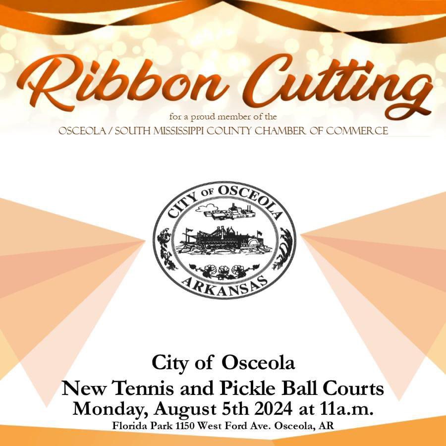 OSMCChamber's tweet photo. Join us Monday, August 5th at 11am as we celebrate the ribbon cutting of the new tennis and pickleball courts at Florida Park! https://t.co/w8lTfEcxER
