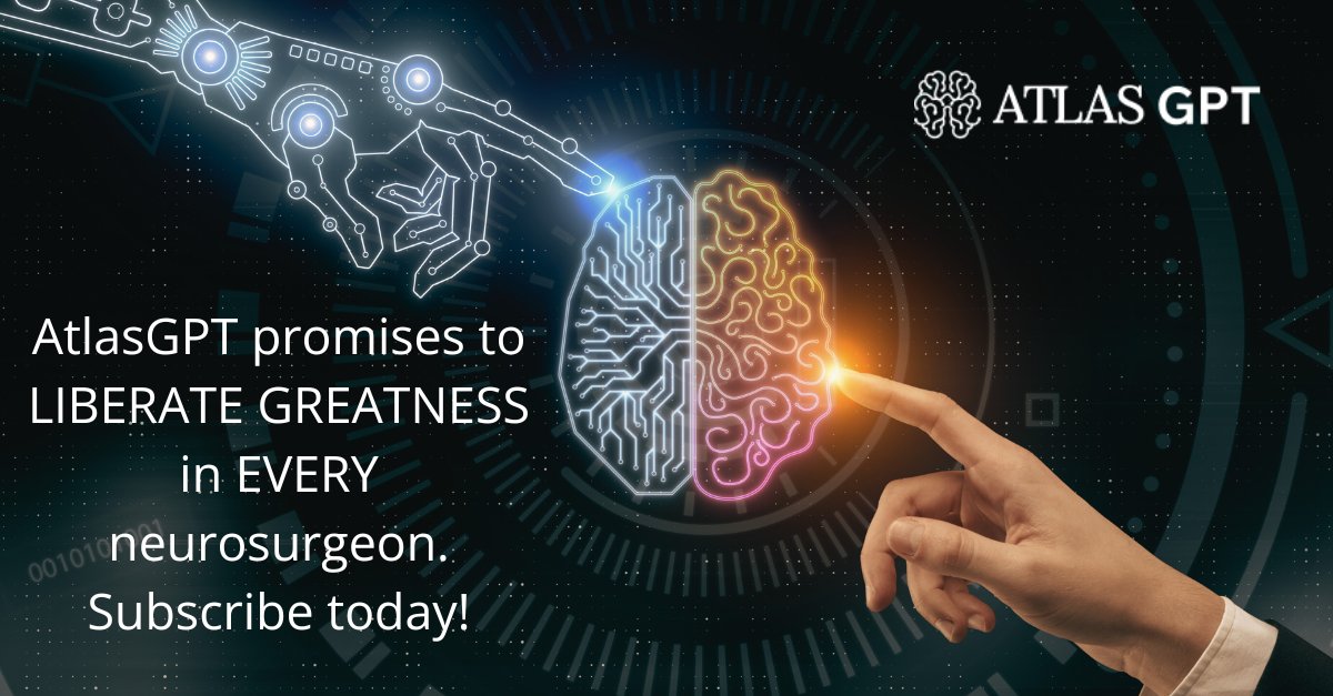 AtlasMeditech's tweet photo. We are thrilled to announce the official launch of AtlasGPT. Join us in transforming neurosurgical care with accurate, innovative, research-based data at your fingertips. Subscribe today to unlock the full potential of #AtlasGPT | https://t.co/j7ZMjDWAe8. https://t.co/N8dgYPPmrW