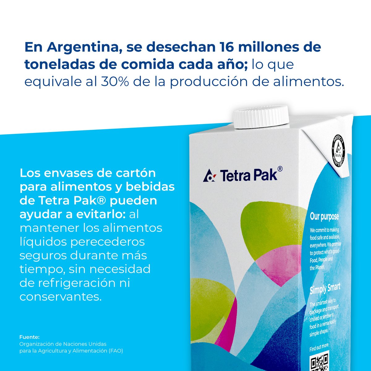 📦🌍 ¿Sabías que el 30% de los alimentos producidos se desperdicia? Los envases de Tetra Pak mantienen los alimentos frescos por más tiempo, reduciendo el desperdicio. ¡Cuidemos el planeta juntos! 💚 #TetraPak #ProtegeLoBueno