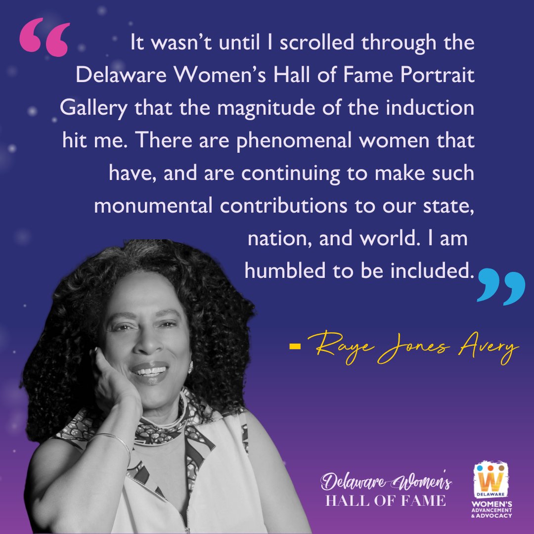 Today, we're thrilled to honor Raye Jones Avery as one of our 2024 Delaware Women's Hall of Fame Honorees! Learn more at the link below.

delawarelive.com/delaware-women…...

#DelawareWomensHOF #InspiringWomen #Congratulations