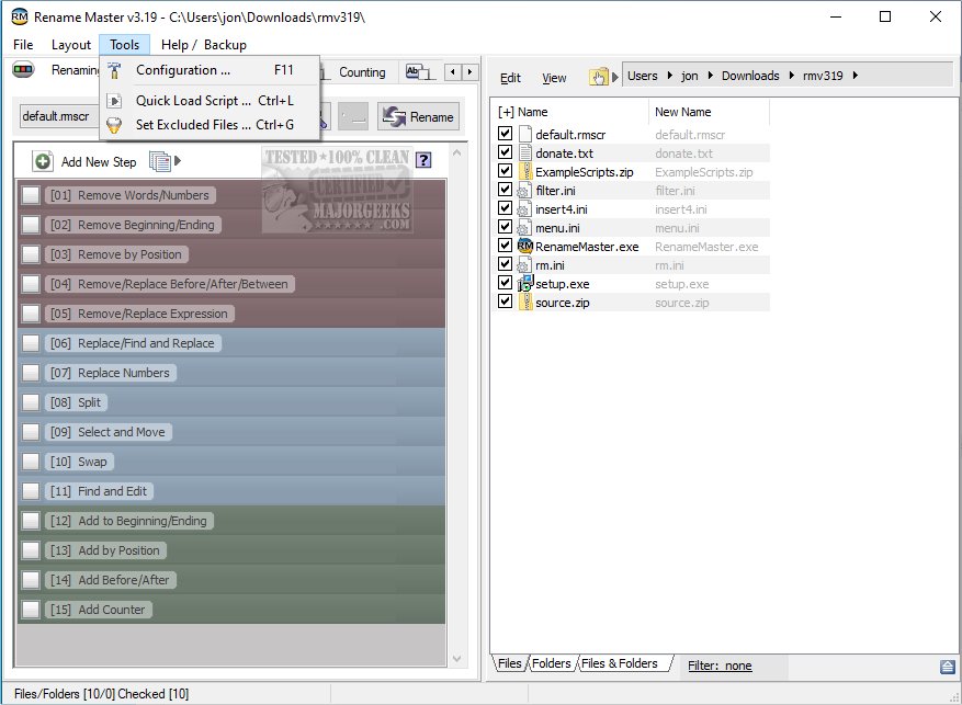 majorgeeks's tweet image. Rename Master is a #freeware utility designed to rename multiple #files with just a few clicks.
majorgeeks.com/files/details/… #filemanager