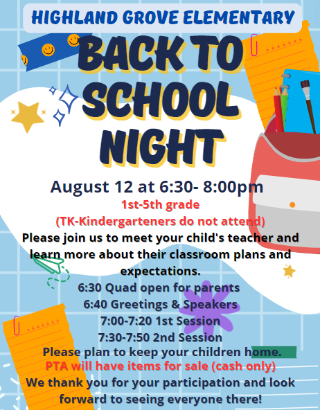 The 24-25 School year is approaching! Back to School night is August 12 at 6:30. Can't wait to see students return!
#grizzlygreat #thisisrusd