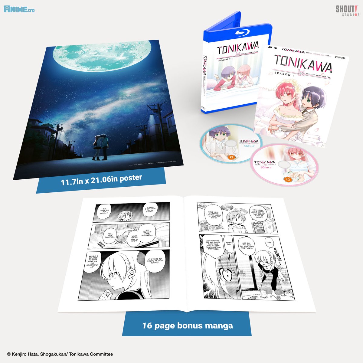 Shout_Studios's tweet photo. The highly adored romantic comedy anime series, TONIKAWA: OVER THE MOON FOR YOU, comes to Blu-ray on 11/11. Pre-order this limited edition set that features all 12 episodes, 1 OVA episode, a 16-page bonus manga, and a poster! https://t.co/nw4t3EkhSX https://t.co/YM7thdhxQg