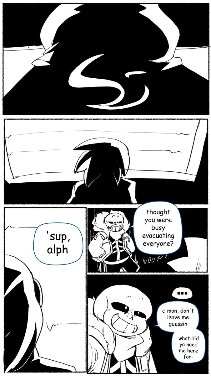 Artsyrean's tweet photo. "Doctor Megalo"-
An Undertale Dusttale reimagining
[ Alphys, Sans, Flowey ]
(1/10) https://t.co/Obuy6Y2bVk