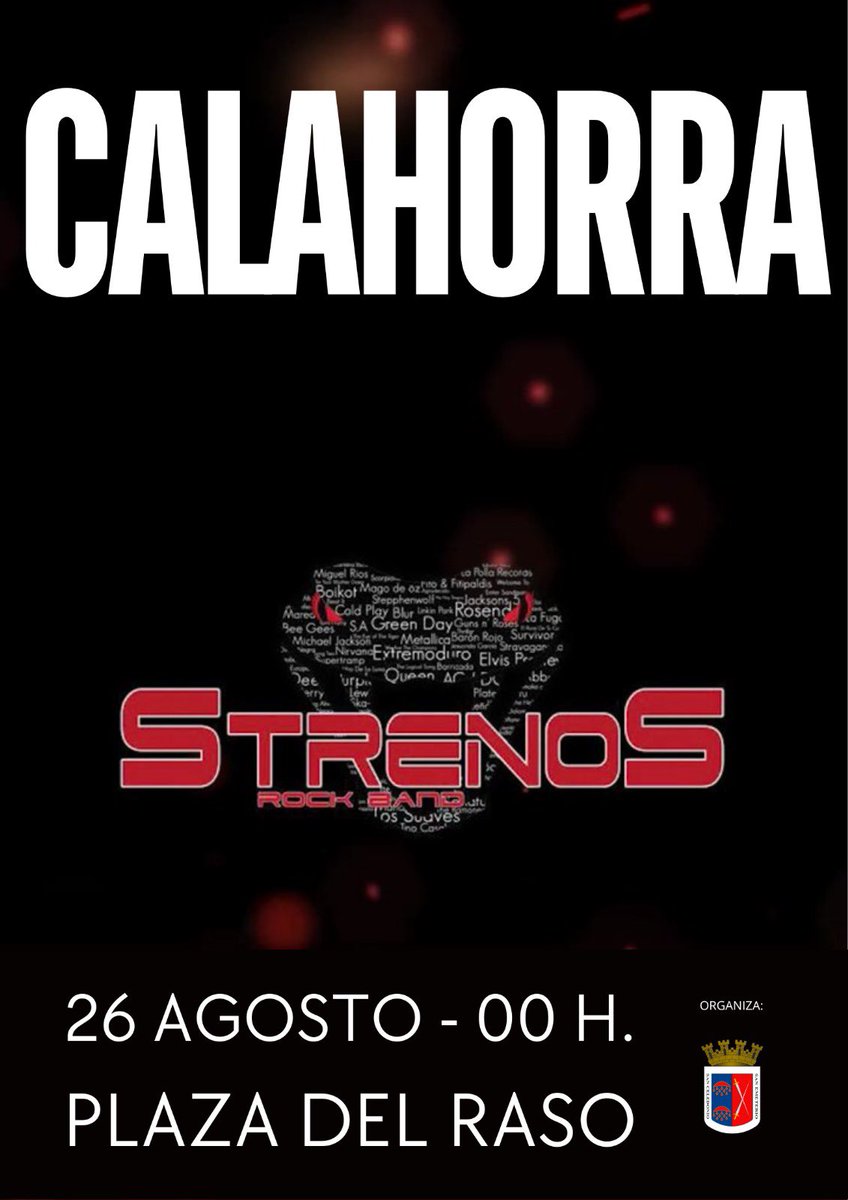CALAHORRA🚨

Por fin podemos confirmar que actuaremos en la gran Calagurris:

📅26 de agosto
📍Plaza del Raso
⏰00:00h

¡Os esperamos!🤘🏻

#strenosrockband #strenos40 #rock #concierto #rockmusic #musicarock #fyp #fypシ #gira #españa #larioja #rockespañol #grupostrenos #calahorra