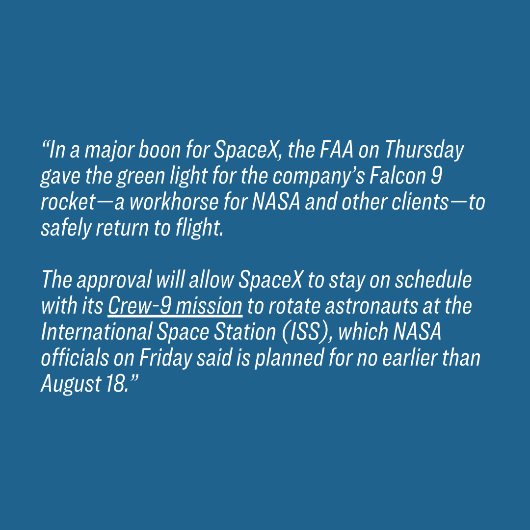 FlyingMagazine's tweet photo. The regulator on Thursday said the vehicle is safe to return to action, including upcoming SpaceX Crew-9 and Polaris Dawn missions in August.

Click here for the full article: https://t.co/vGpoGdMrHu

📸 : NASA
📝 : Jack Daleo

#NASA #SpaceX #Space #FLYINGMagazine https://t.co/rzrA3GiQJI