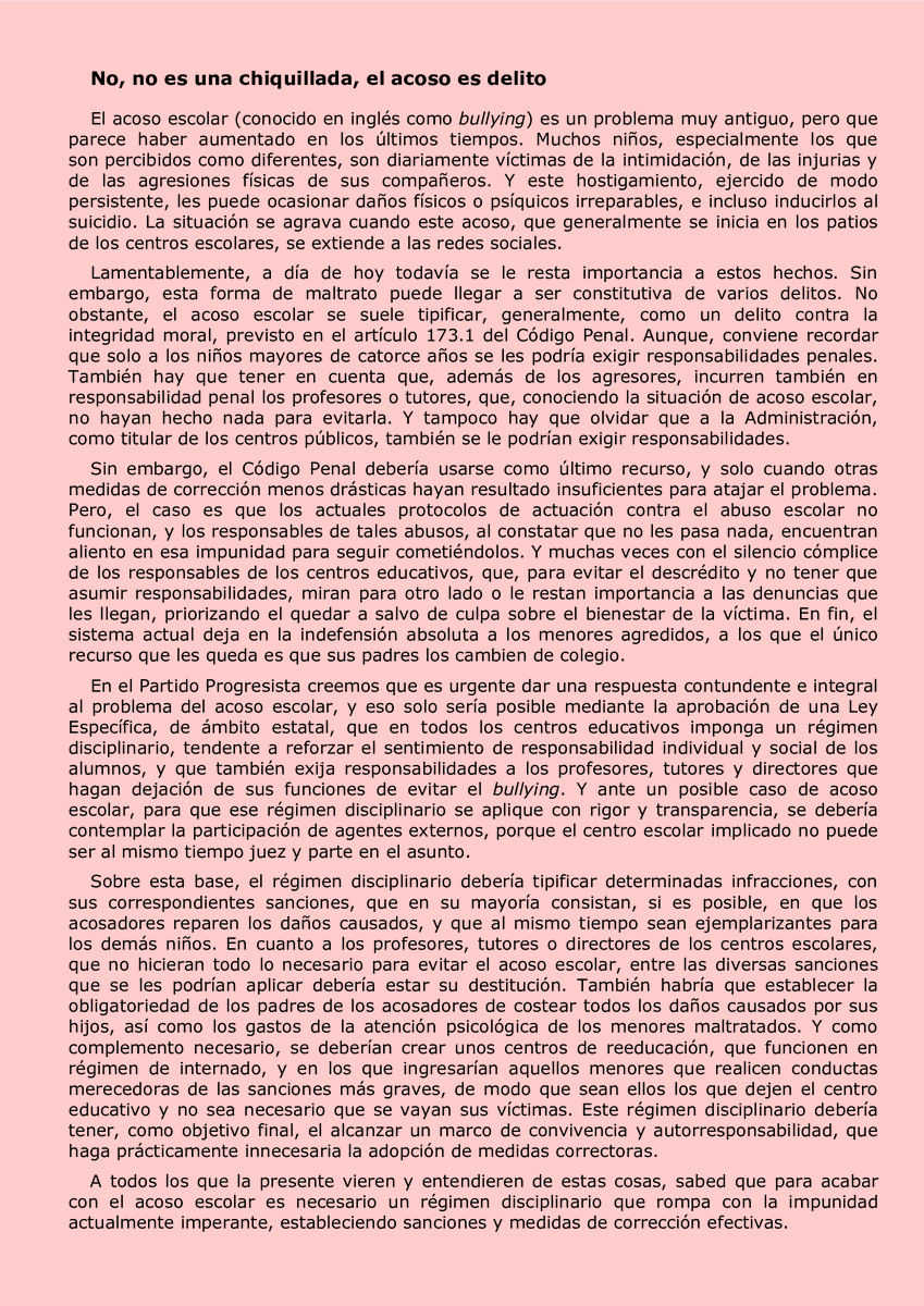 El bullying no admite esperas, porque darle la espalda al problema seguirá costando vidas. El único modo de pararle los pies a los acosadores es que aprendan que toda mala acción tiene consecuencias. Debemos sancionar a los niños para que no sea necesario encarcelar a los hombres