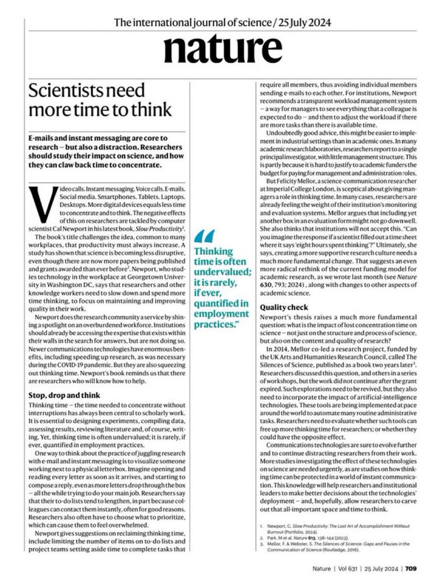 Scientists need more time to think...