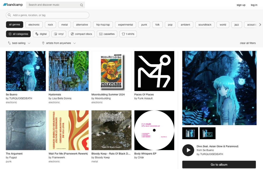TURQUOISEDEATH tops bandcamp.com/discover today. Pop over now and discover more artists that Bandcamp fans like yourself are listening to.