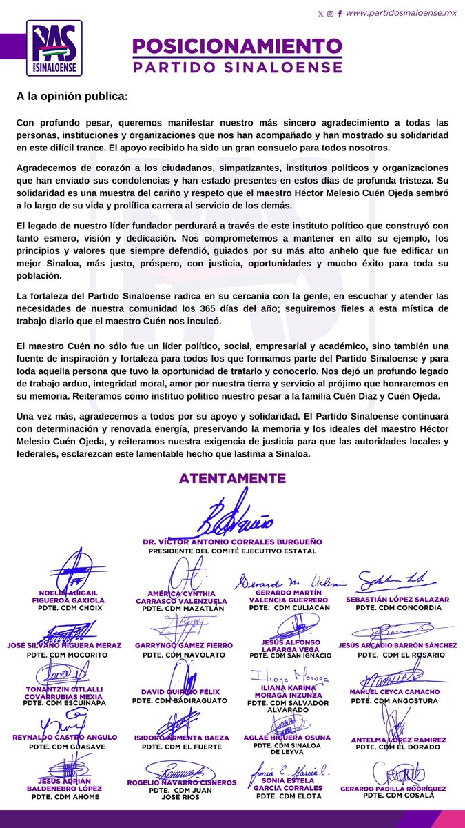 #Posicionamiento #PartidoSinaloense