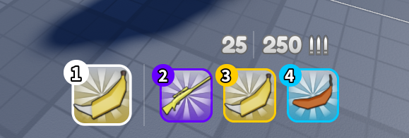 IndieMidwestern's tweet photo. opinion on hotbar ui? lots of changes being made, just going through testing. More features being added aswell #roblox #fps #banana #robloxdev #robloxdevlog #robloxstudio #devlog #ui https://t.co/aYUAz5Iq5W