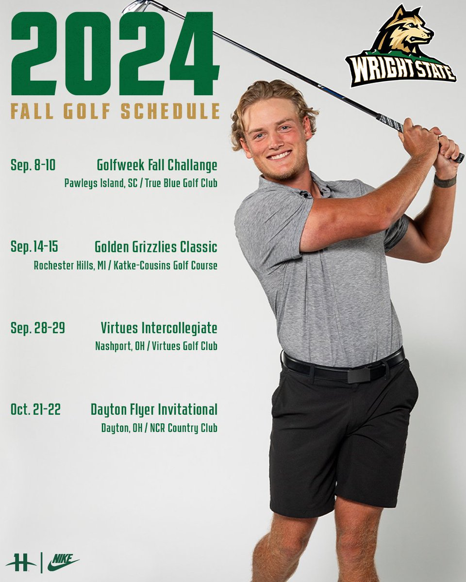 WrightStateGolf's tweet image. Our fall slate is here! See you out on the course! ⛳️
📝: bit.ly/3WFuQSb

#RaiderUP | #RaiderFamily | #FullRaid