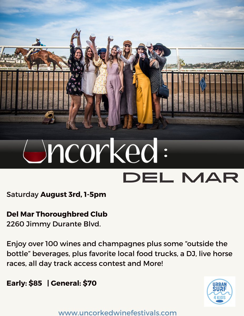 Join us behind the scenes at Uncorked Del Mar as a volunteer this Saturday! 21+ register now urbansurf4kids.org/event/uncorked…. 2 shifts or stay all day! Different roles and a good time for a great cause!