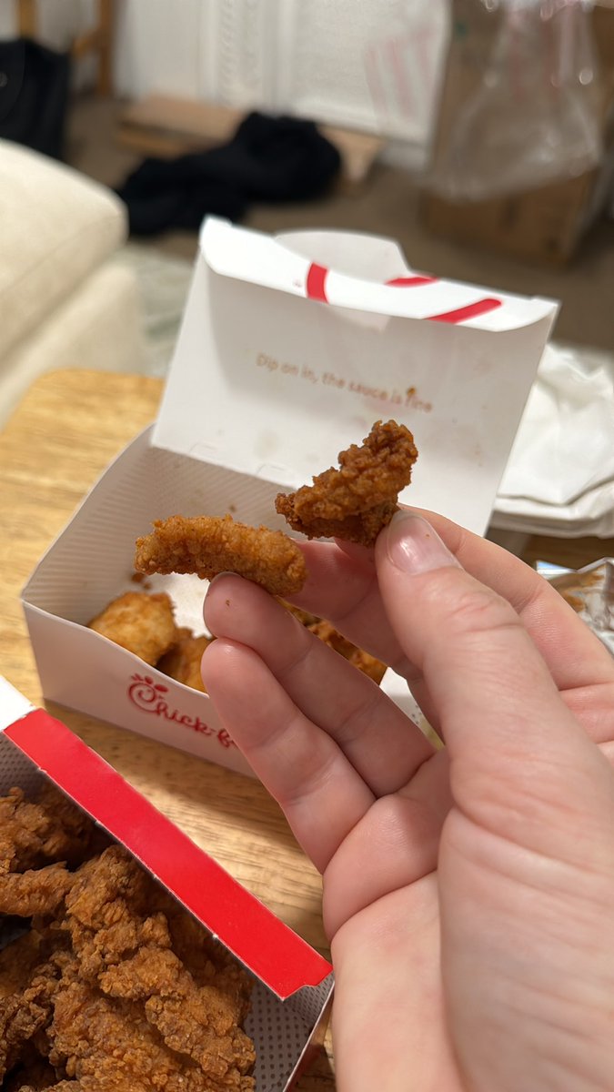 ashleysilver's tweet photo. @ChickfilA these are sad excuses for “nuggets” , Penny sized breading https://t.co/m7YWwy2Yt5