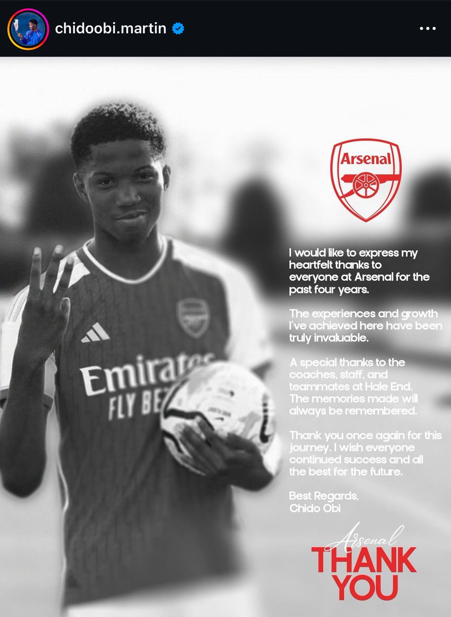 EduardoHagn's tweet image. 🚨 Chido Obi-Martin confirms he’s leaving Arsenal. 🇩🇰