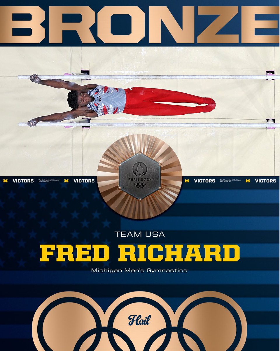 UMichGym's tweet photo. 🥉🥉🥉

@frederickflips and @paul.juda are bringing home some Olympic hardware for Team USA! #MGoParis #Paris2024 #OlympiansMadeHere https://t.co/MrNY5aWHsF