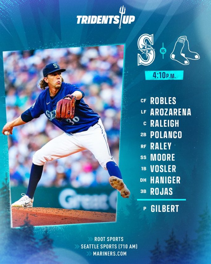 EthosMariners's tweet photo. Good to see Polo in the lineup 👍🏾

Moore at SS vs RHP is rough 🤢 

Fun to see Robles and RA everyday 🤩

#TridentsUp https://t.co/mZkEipvUS4
