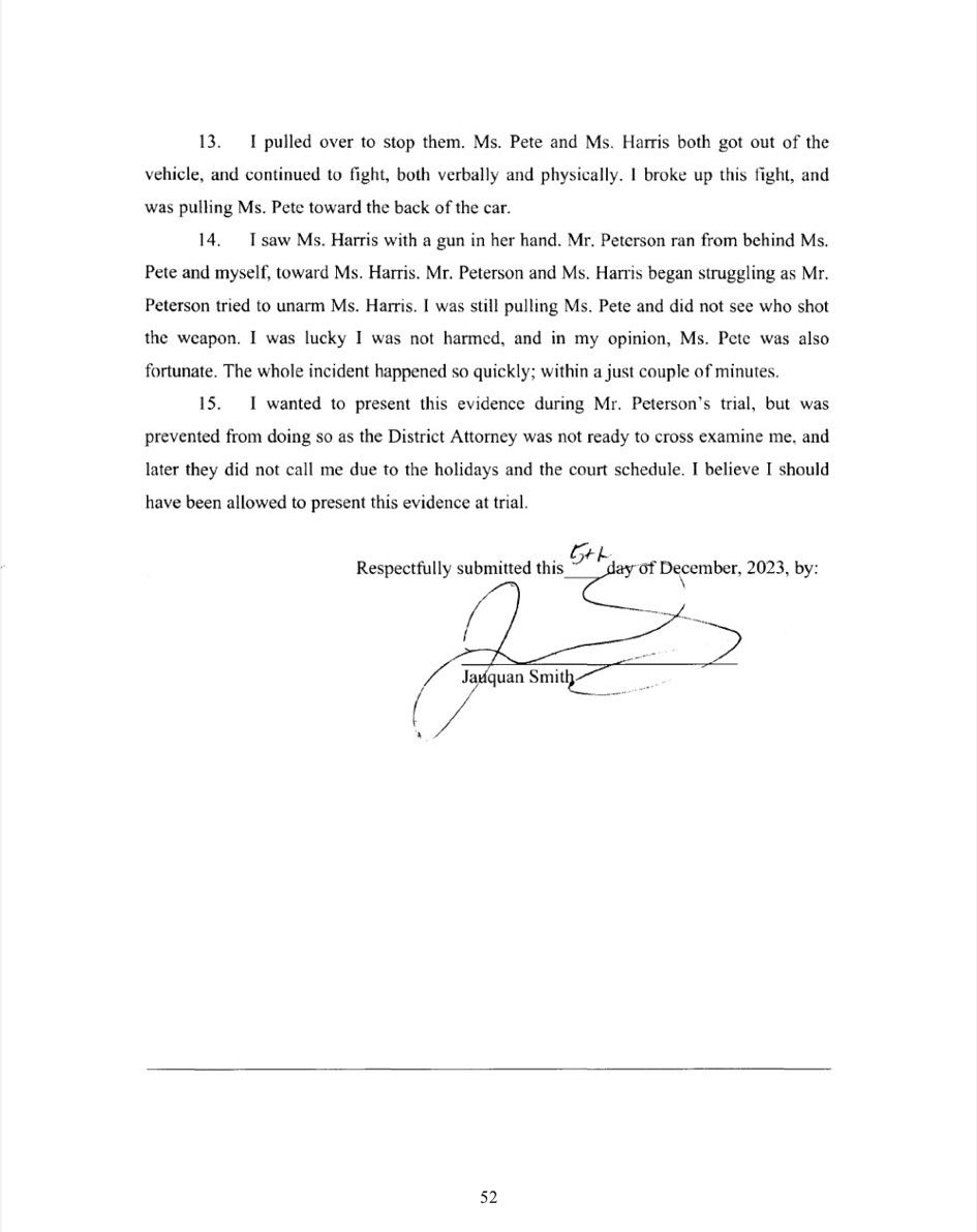 FearedBuck's tweet photo. Tory Lanez's bodyguard, Jaquan Smith, stated in an affidavit that he witnessed a fight between Megan Thee Stallion and Kelsey Harris on July 12, 2020, with Harris allegedly holding a gun. Smith didn't see who shot Megan but mentioned Tory trying to intervene. He claims he was prevented from testifying at the trial