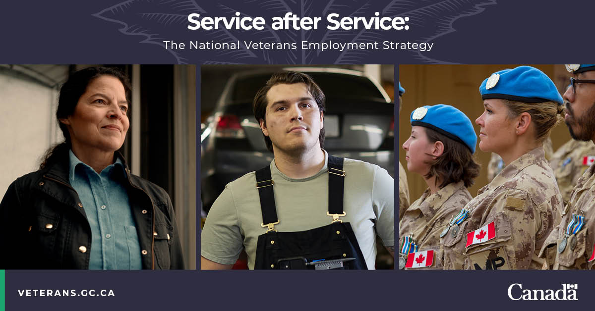 VeteransENG_CA's tweet photo. We’re connecting with employers to increase awareness of the skills Veterans bring to the workplace. Stay tuned for info on how your company can become #VeteranReady.
To learn more about the National Veterans Employment Strategy, visit: https://t.co/WHK0MlRET7
#HireAVeteran https://t.co/mNxsudReOc