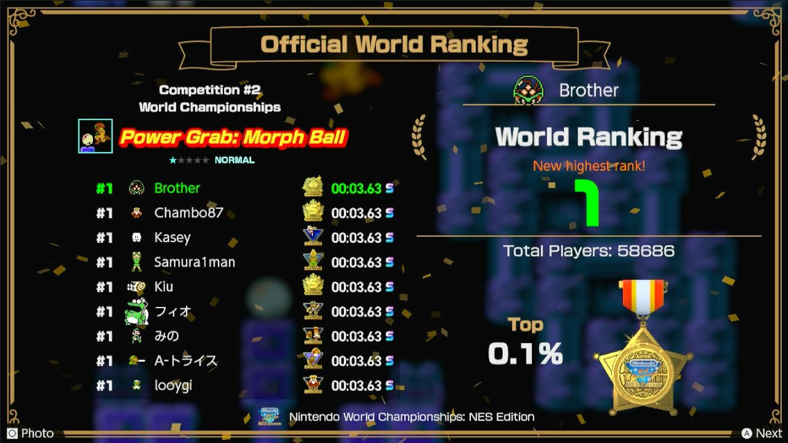 Having lots of fun with that Nintendo Championship thing! I really like chasing frames on those tiny challenges (except for Excitebike... I just don't get this game at all haha)