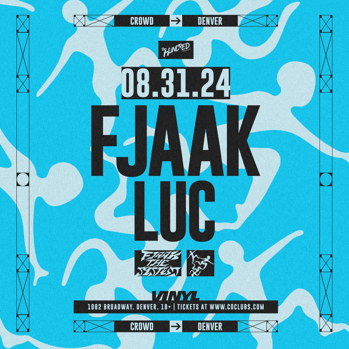 ClubVinyl's tweet photo. JUST ANNOUNCED !

Label heads @fjaak bring CROWD Label night to Denver with Luc, taking over the Club Vinyl main floor Saturday, August 31st.

Secure your tickets at >> https://t.co/aXfbj2Mqnk https://t.co/uJRNHcZWsk