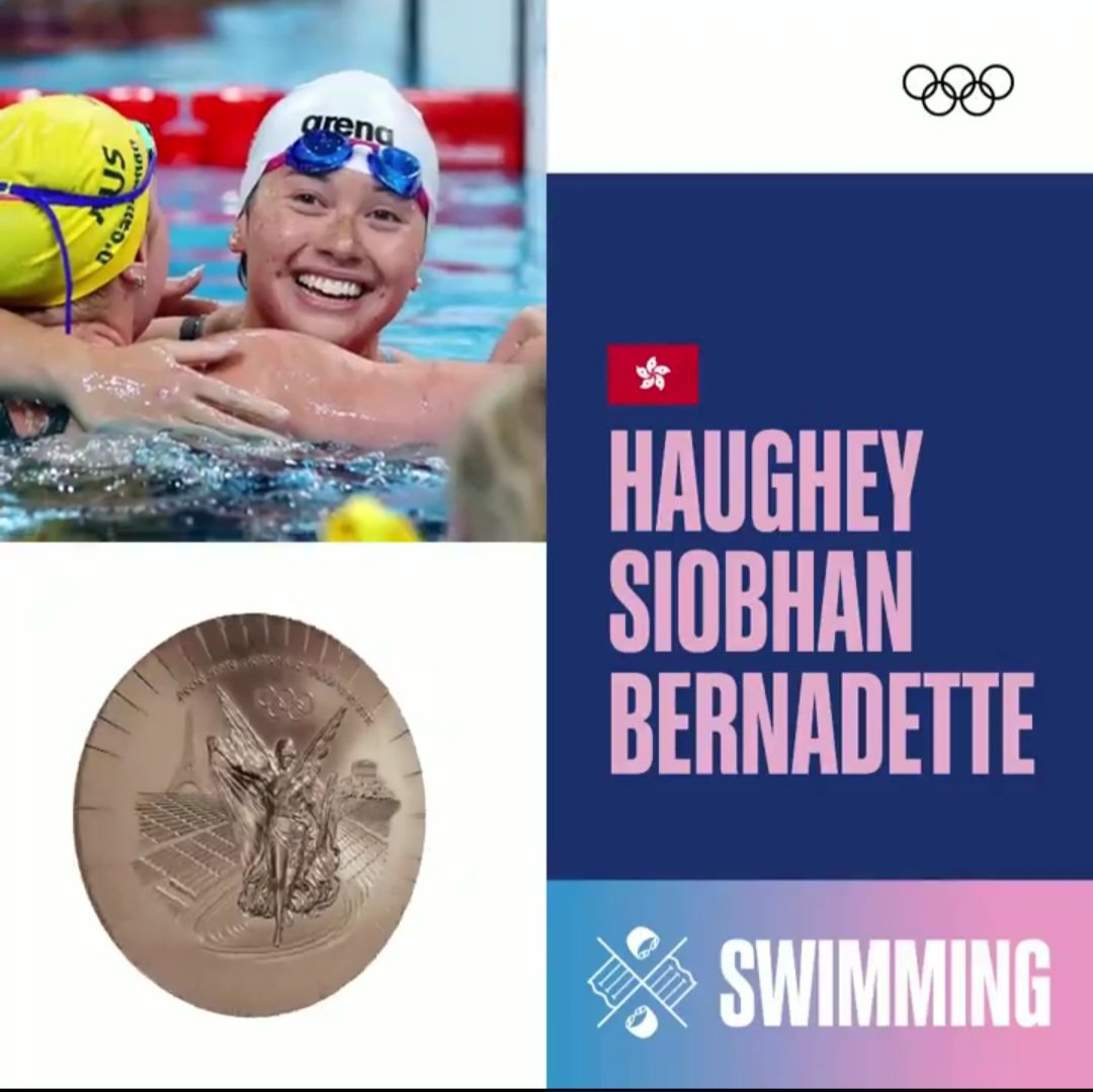 🇭🇰🏊🥉

Siobhán Haughey finishes third in the 200m freestyle final to take the bronze!

Haughey is now Hong Kong's most decorated Olympian with three medals.