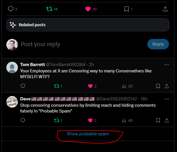 SwordTruth's tweet photo. @cathymwafer That one was also hidden under "Probable Spam" by X. It is a widespread problem, same thing happens to me, here is a screenshot: https://t.co/AEjaaHDWh1