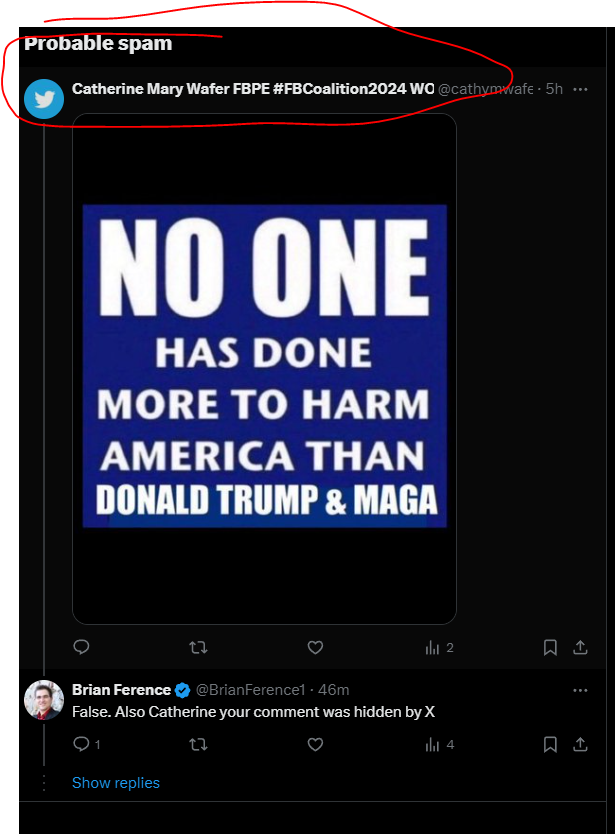 SwordTruth's tweet photo. @cathymwafer That one was also hidden under "Probable Spam" by X. It is a widespread problem, same thing happens to me, here is a screenshot: https://t.co/AEjaaHDWh1