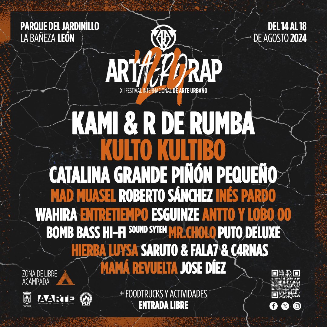 ArtAeroRap's tweet photo. CARTEL OFICIAL DE MÚSICA  🎸🎧

Tras meses de trabajo, quebrantos de cabeza, vaivenes varios y una larga lista de problemas añadidos, por fin tenemos el cartel de los artistas musicales que formarán parte de esta XII edición.

#ArtAeroRap #LaBañeza #Musica #Festival #Rap #Reggae https://t.co/hFNBCtKb94