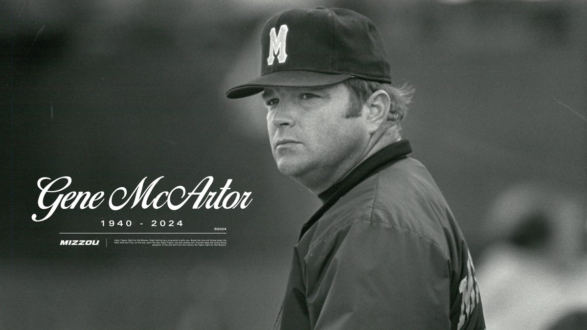 MizzouBaseball's tweet image. #Mizzou mourns the loss of Hall of Fame head coach and True Son, 𝗚𝗲𝗻𝗲 𝗠𝗰𝗔𝗿𝘁𝗼𝗿. 🐯⚾️

🔗| bit.ly/3LICYLh