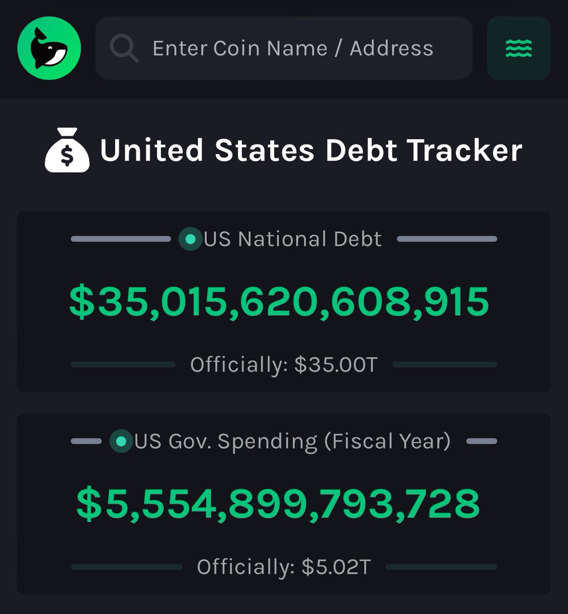 WatcherGuru's tweet image. JUST IN: 🇺🇸 US national debt reaches an all-time high of $35 trillion.