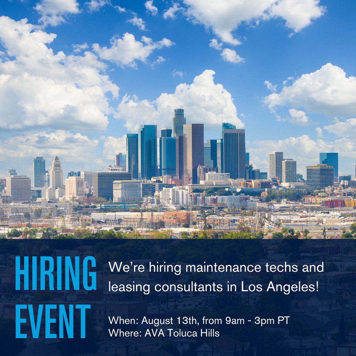 If you’re in Los Angeles and interested in exploring a fulfilling new career with great benefits and a competitive salary, join us for a hiring event at AVA Toluca Hills on Tuesday, August 13 from 9am to 3pm PT.

Visit nuvi.me/dn6jng to see all open roles.