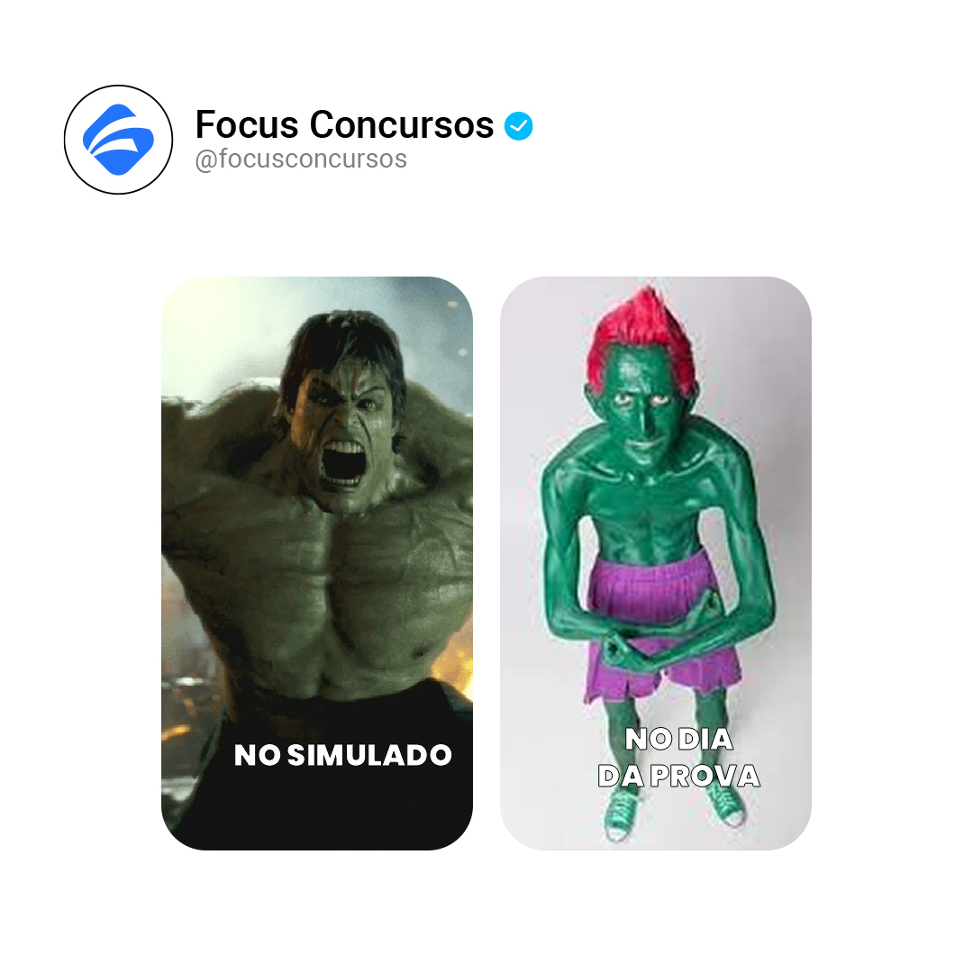 Quem nunca?😂  

 O simulado é importante para literalmente simular as condições reais de prova!  

 Aprenda a realizar simulados do jeito certo para conquistar a sua aprovação em 2024! metodo.focusconcursos.com.br