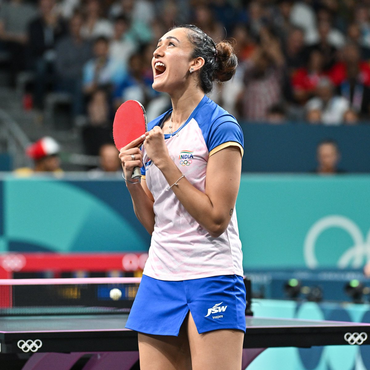 CMDharennavar's tweet photo. Manika Batra is the first Indian to qualify into R-16 in Olympic history in Table Tennis 🏓🇮🇳
#ParisOlympics2024
#TableTennis https://t.co/maH11jhDpY