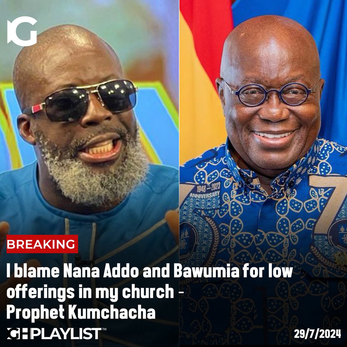 ghplaylist's tweet photo. I blame Nana Addo and Bawumia for low offerings in my church – Prophet Kumchacha

#trendingpost #newsupdate #BreakingNews https://t.co/aINNidPPDY