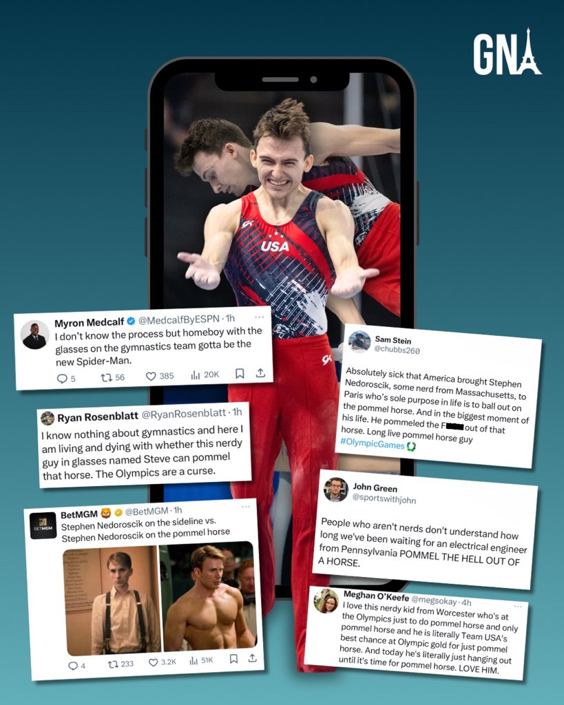 The general public discovering Stephen Nedoroscik for the first time is our new favorite thing 🤣

#Paris2024 | #ArtisticGymnastics