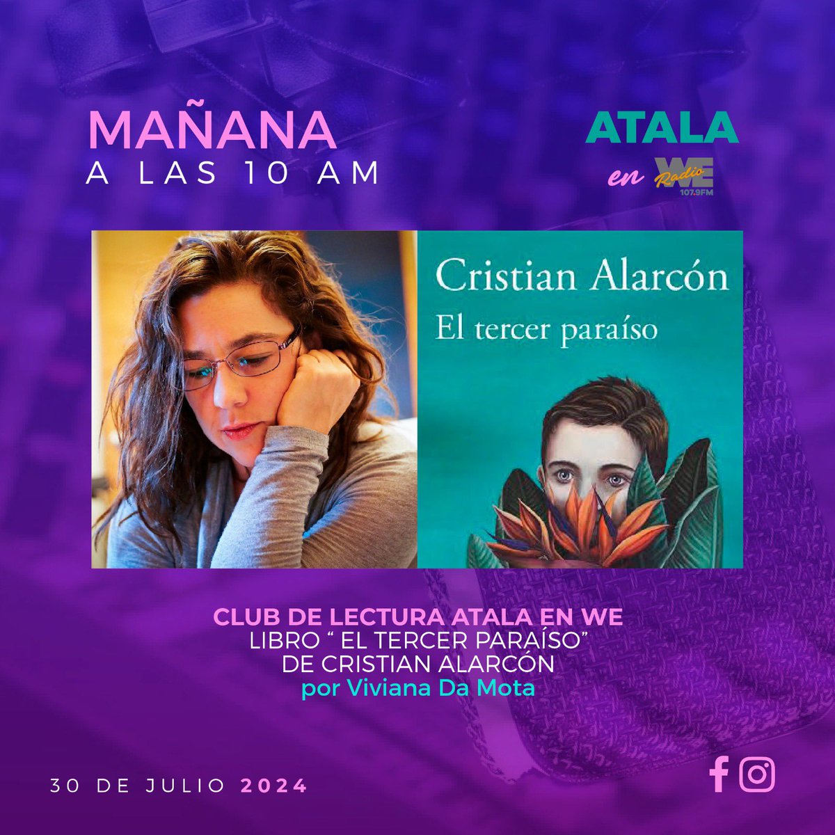 Mañana martes, en el club de lectura de <a href="/AtalaenW/">AtalaenWE</a> con <a href="/vivianadamota/">Viviana Da Mota</a> platicaremos del libro -El tercer paraíso- de <a href="/alarconcasanova/">Cristian Alarcón</a> XXV Premio Alfaguara de novela; escúchanos por fb <a href="/WERadio/">WeRadio.tv</a> 107.9 FM