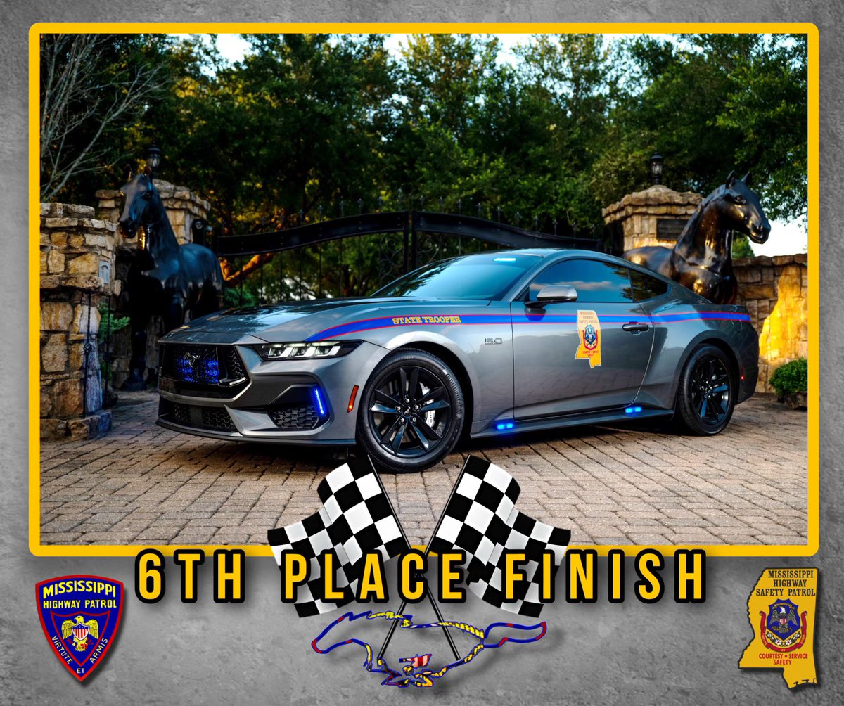 MHPTroopG's tweet photo. Great job everyone on helping the MS Mustang finish 6th in the ASST Best Looking Cruiser 2024 Contest. Thanks for all your support. 
#StaySafeMS https://t.co/FPbYbCGhC3