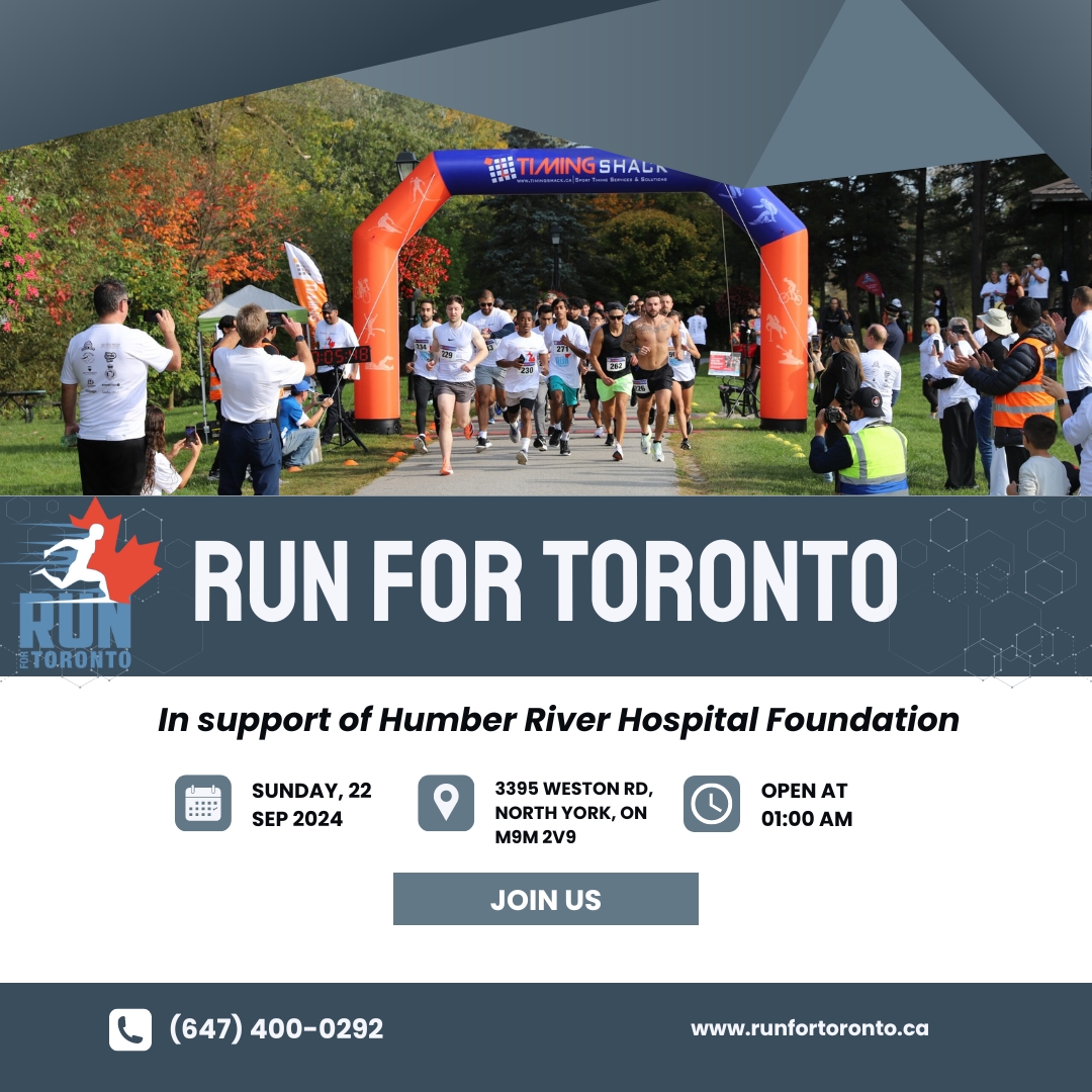 Run For Toronto (@runfortoronto_) on Twitter photo Lace up for a cause on September 22, 2024! Join us for the Run for Toronto, supporting Humber River Hospital. Every step you take helps provide vital care to our community. #RunForToronto #HumberRiverHospital #RunForACause <a href="/HRH_Foundation/">Humber River Health Foundation</a>
Register Now: raceroster.com/events/2024/84… Lace up for a cause on September 22, 2024! Join us for the Run for Toronto, supporting Humber River Hospital. Every step you take helps provide vital care to our community. #RunForToronto #HumberRiverHospital #RunForACause <a href="/HRH_Foundation/">Humber River Health Foundation</a>
Register Now: raceroster.com/events/2024/84…