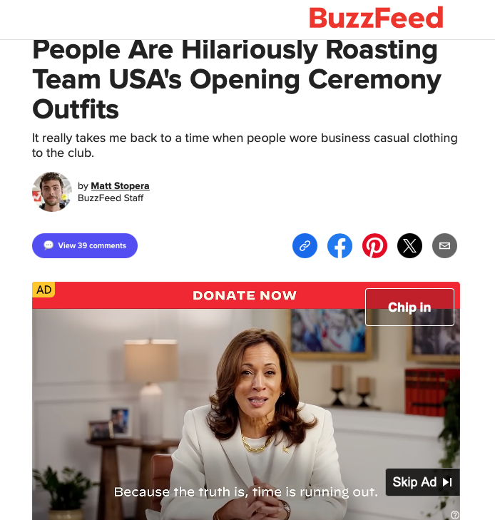 24Fox614's tweet image. I wrote a new piece on $BZFD .... #highfrequencydata #stockpricesareaboutthefuture

seekingalpha.com/article/470775…

Here are my two screenshots that I couldn&apos;t share, within the SA piece, showing the evidence of the Kamala Ad and Olympians Pictures...